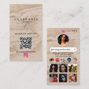 Influencer Beauty Nails Social Media Rustic Wood Business Card