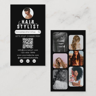 Influencer Beauty Salon Hair Makeup Photos Black Business Card