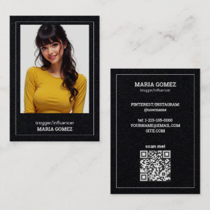 Influencer Blogger Custom QR & Photo Business Card