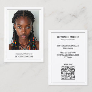 Influencer Blogger Custom QR & Photo Business Card