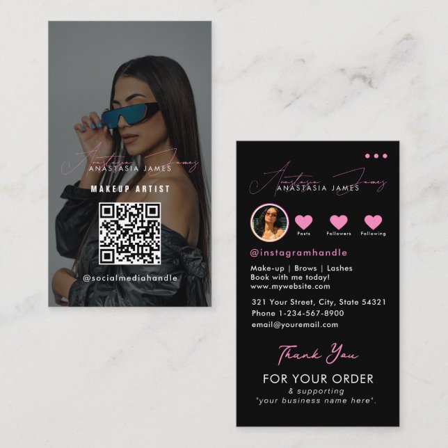Influencer Business Grid Social Media Thank You Business Card (Front/Back)