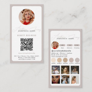 Influencer Feed Grid Social Media QR Code Pink Business Card