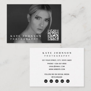 Influencer Minimal Photo QR Code Social Media Business Card