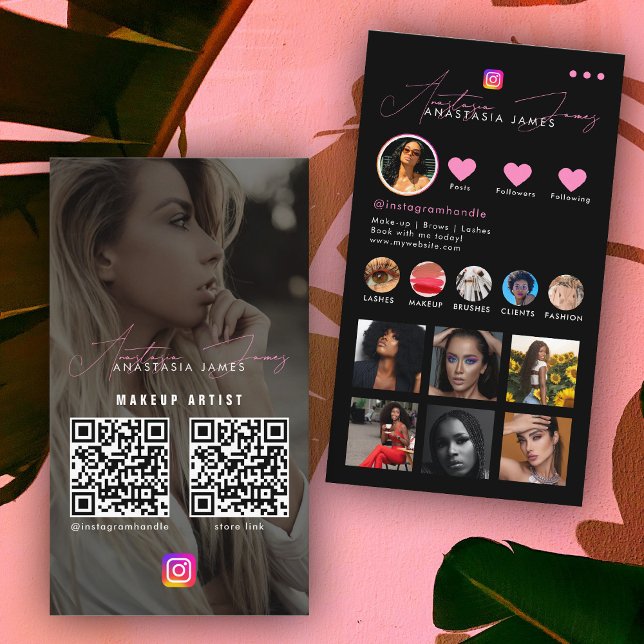 Influencer Photo Feed Grid Social Media 2 QR Code  Business Card (Influencer Photo Feed Grid Social Media 2 QR Code Business Card)