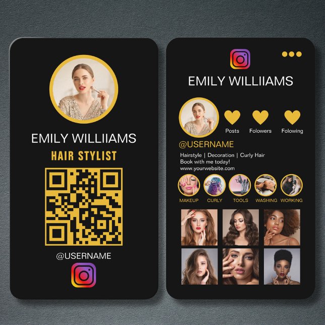 Influencer Photo Feed Grid Social Media QR Code Business Card (Creator Uploaded)