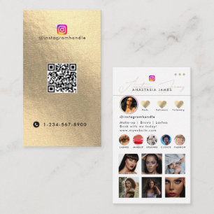 Influencer Photo Feed Social Media QR Code Gold Business Card