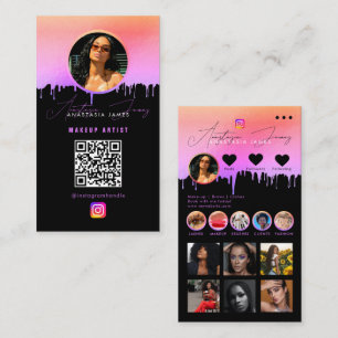 Influencer Photo Feed Social Media QR Code Purple Business Card