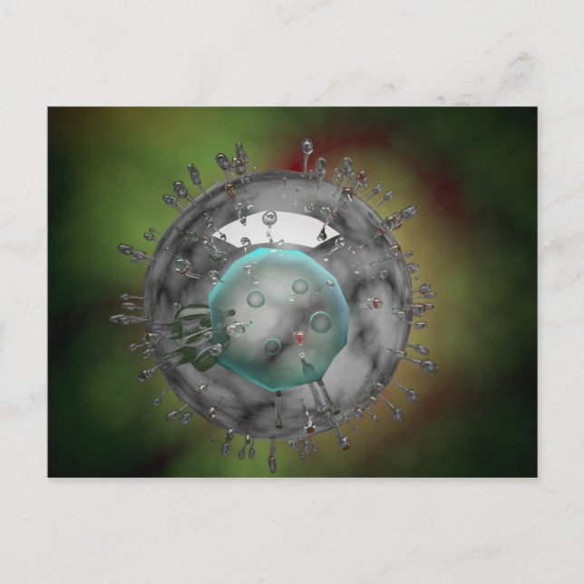 Influenza Virus, Glassy Look Postcard (Front)