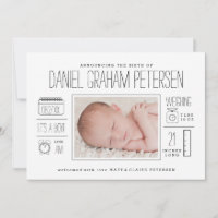 Infographic Birth Announcement for Baby Boy