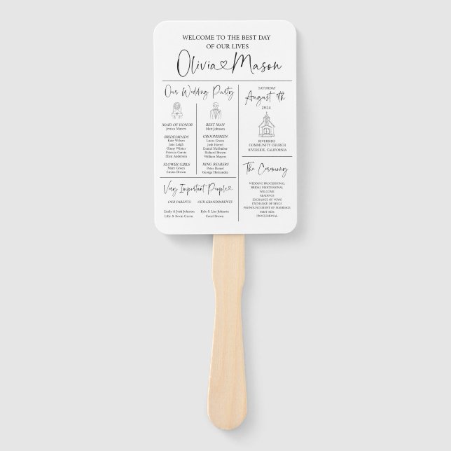 Infographic Wedding Program Hand Fan (Front)