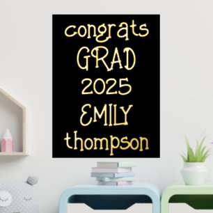 Informal Congrats Grad Name 2025 Black Foil Prints