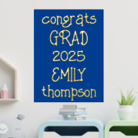 Informal Congrats Grad Name 2025 Graduation Blue