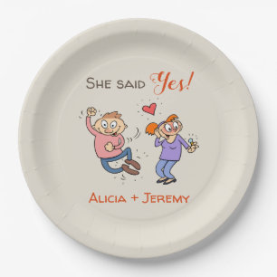 Informal Funny She Said Yes Engagement Party Paper Plate