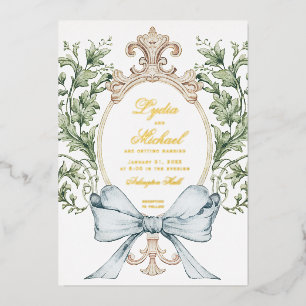 Informal Leaf Crest w/ Bow Monogram Wedding