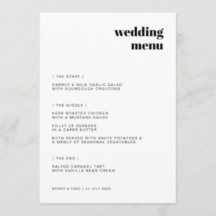 Informal Minimalist Modern Retro Casual Wedding Menu
