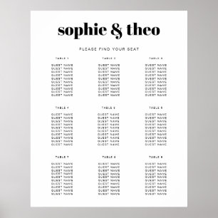 Informal Minimalist Modern Wedding Seating Chart