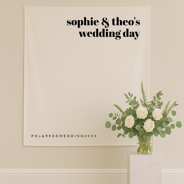 Informal Minimalist | Retro Wedding Photo Backdrop Tapestry (Creator Uploaded)