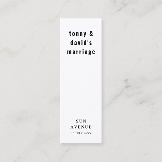 Informal Retro Wedding Favour Bookmark Card (Front)