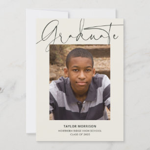 Informal Script Modern 1-Photo Graduation Party Invitation