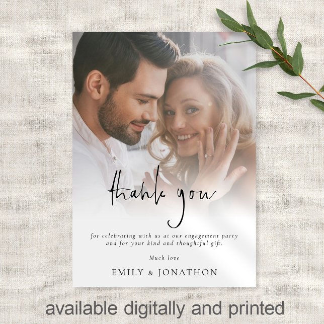 Informal Script Photo Engagement Thank You Card (Creator Uploaded)