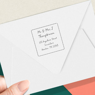 Informal Script Return Line Name Address Square Self-inking Stamp