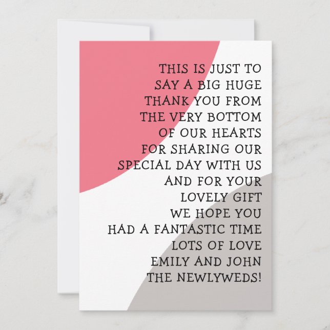 Informal Typography Rose Pink Grey Shapes Thank You Card (Front)