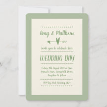 Informal Wedding Invitation Sage Green and Cream