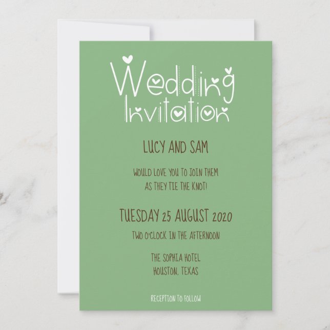 Informal Wedding Modern Typography Sage green Invitation (Front)