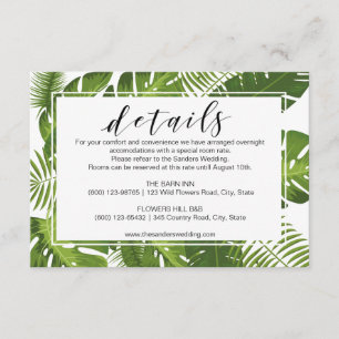 Information card green leaves tropical