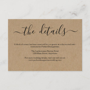 Information / Details Enclosure Card  Rustic Kraft