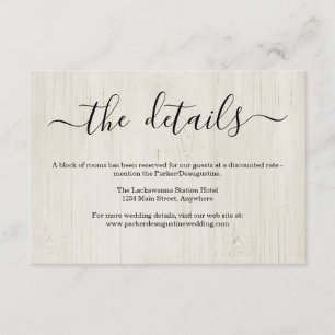 Information / Details Enclosure Card - Rustic Wood