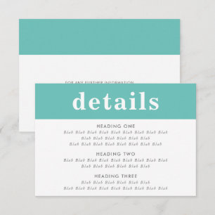 INFORMATION DETAILS modern bold boy mint green Invitation