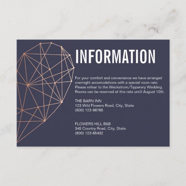 INFORMATION  enclosure card | Rose Gold heart (Front)