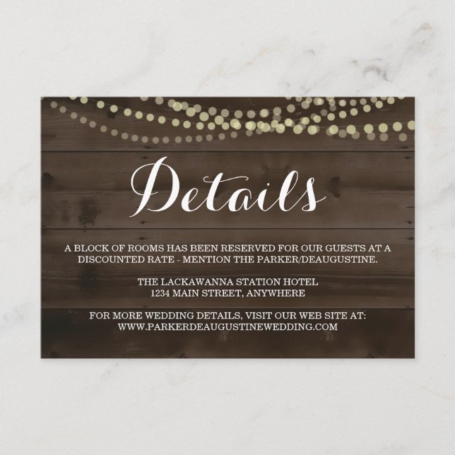 Information Enclosure Card | Rustic Wood (Front)