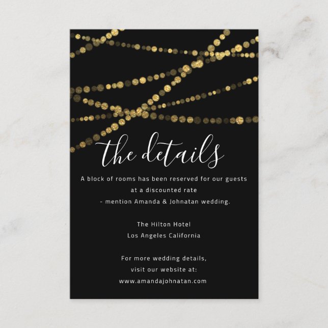 Information Enclosure Card Wedding Details Gold (Front)