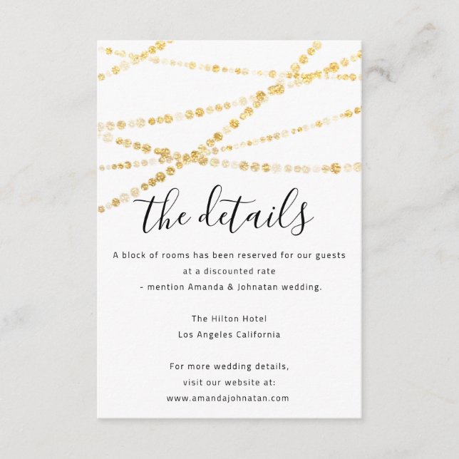 Information Enclosure Card Wedding Details Gold (Front)