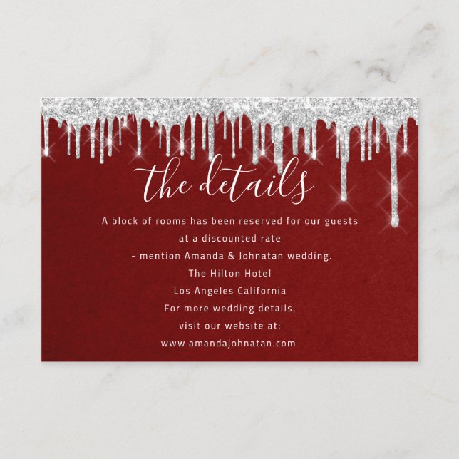 Information Enclosure Card Wedding Details Red (Front)