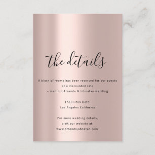 Information Enclosure Card Wedding Details Rose