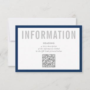 INFORMATION INSERT modern minimal QR Code navy Invitation