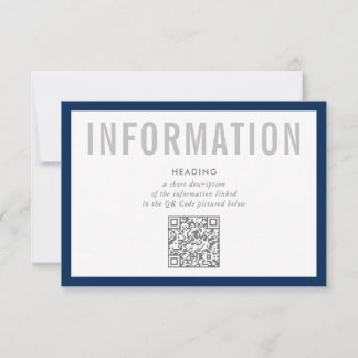 INFORMATION INSERT modern minimal QR Code navy Invitation