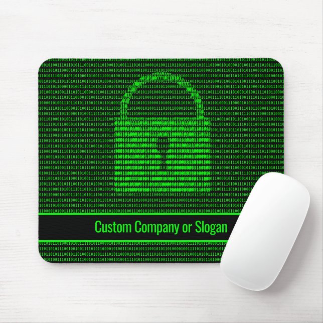 Information Security Binary Code in Green on Black Mouse Pad (With Mouse)