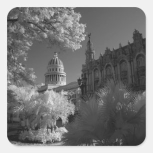 Infra red of Capitol building dome in Havana Square Sticker
