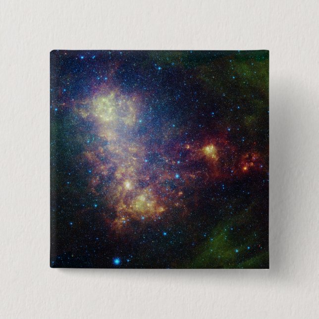 Infrared portrait revealing the stars and dust 15 cm square badge (Front)