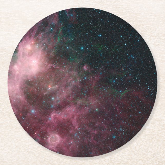 Infrared View Showing The Birth And Death Of Stars Round Paper Coaster (Front)