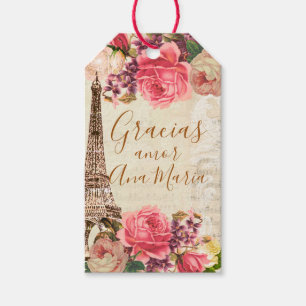 Infundido con amor Eiffel Tower Shabby chic Gift Tags