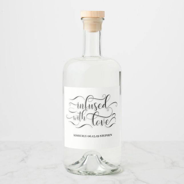 Infused With Love Homemade Wedding Liquor Bottle Label (Front)