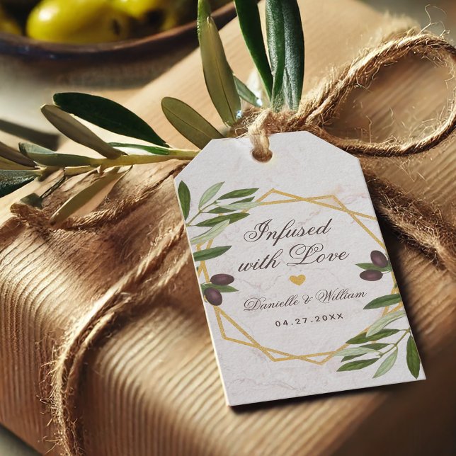 Infused with Love Olive Oil Greenery Wedding Favou Gift Tags (Creator Uploaded)