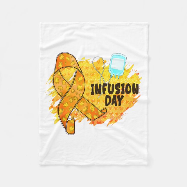 Infusion Day Multiple Sclerosis Awareness Orange R Fleece Blanket (Front)