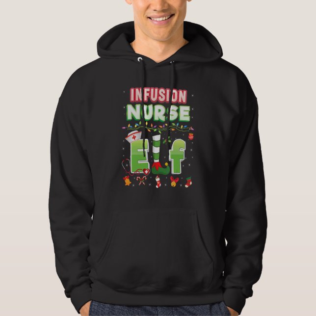Infusion Nurse Elf Christmas Light Sweater Ugly Me (Front)