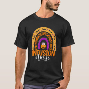 Infusion Nurse Leopard Rainbow Halloween Pumpkin N T-Shirt